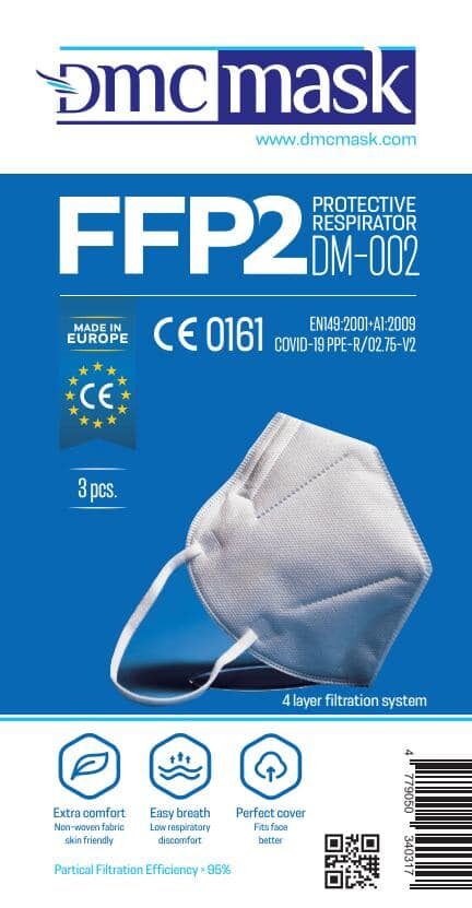 2 gab FFP2 Respirators-aizsargmaska DMC