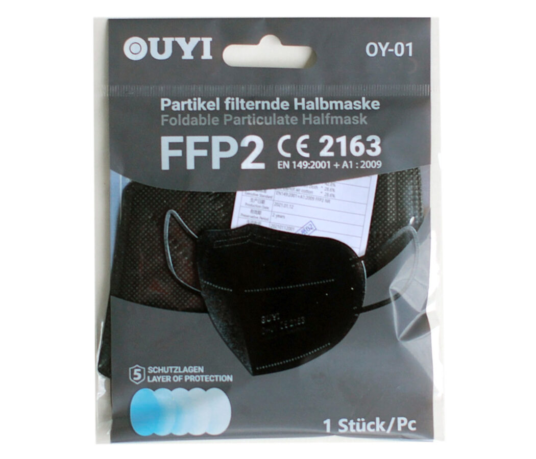 Melns FFP2 respirators aizsargmaska