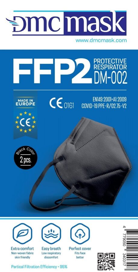 FFP2 Respirators-aizsargmaska Melns 2 gab 