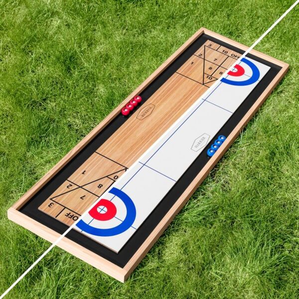 2-IN-1 Galda spēle CURLING un SHUFFLE BOARD vienā komplektā